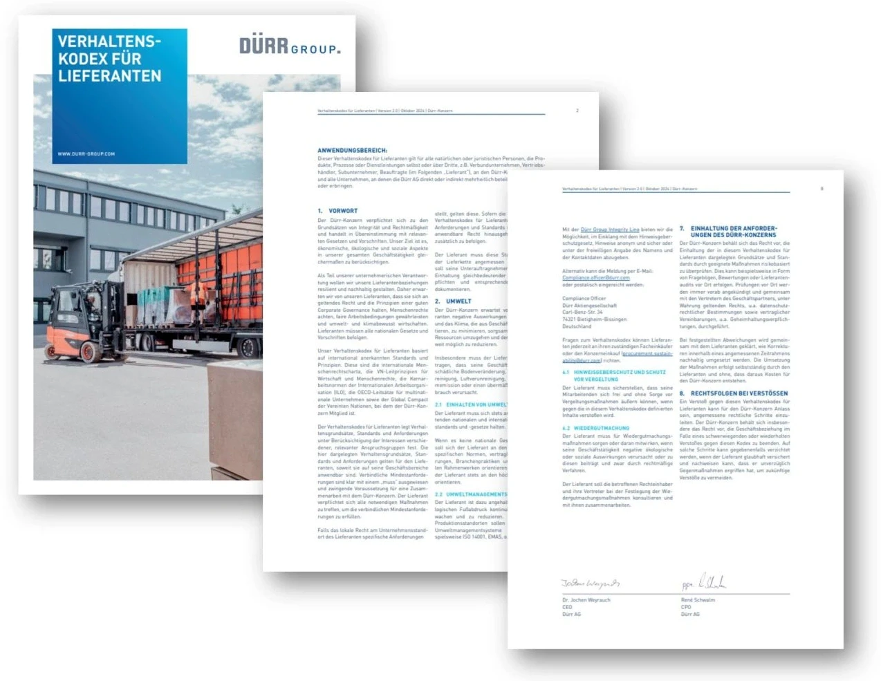 Pages of the Code of Conduct for suppliers