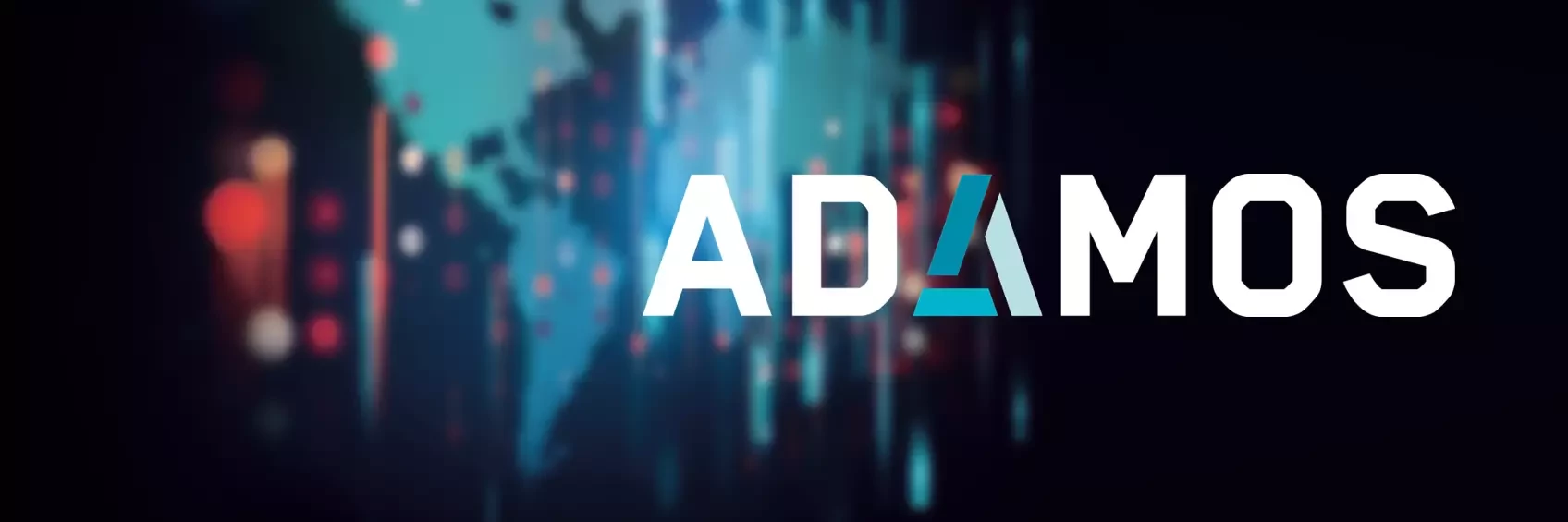 adamos logo in front of world map