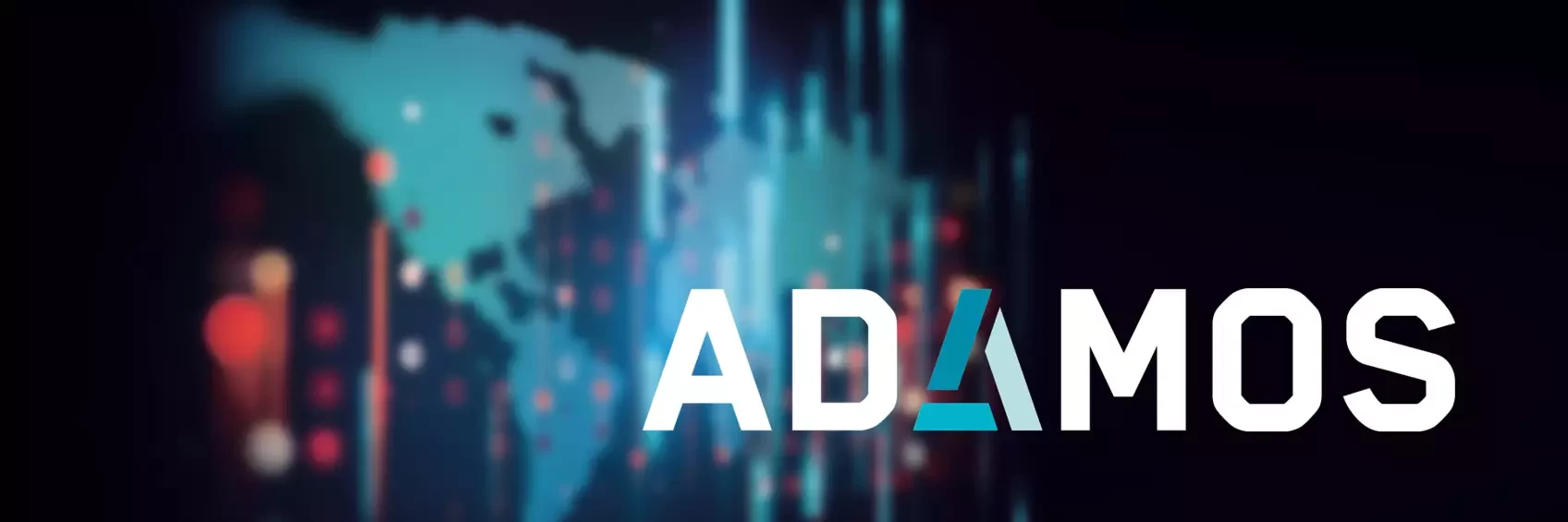 adamos logo in front of world map