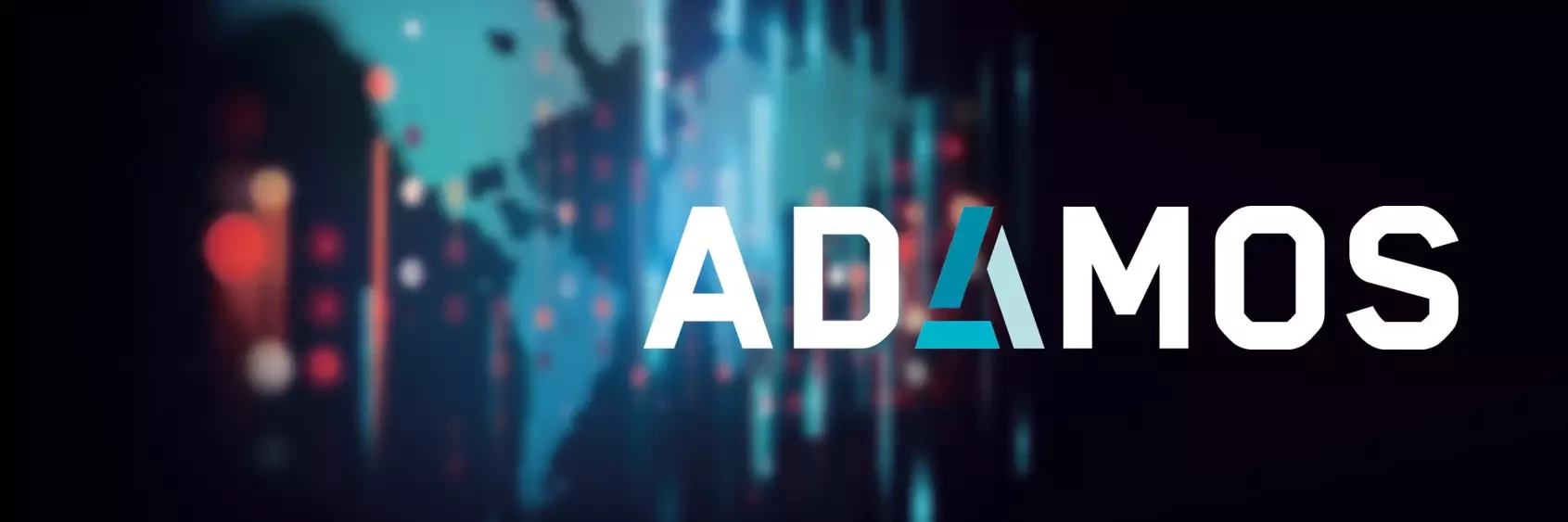 adamos logo in front of world map