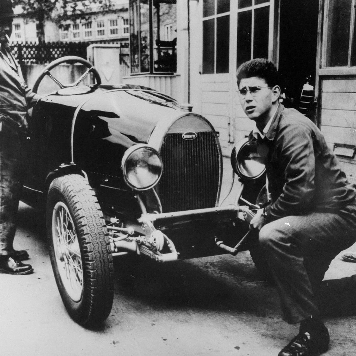 Heinz Dürr with his first car - a Bugatti