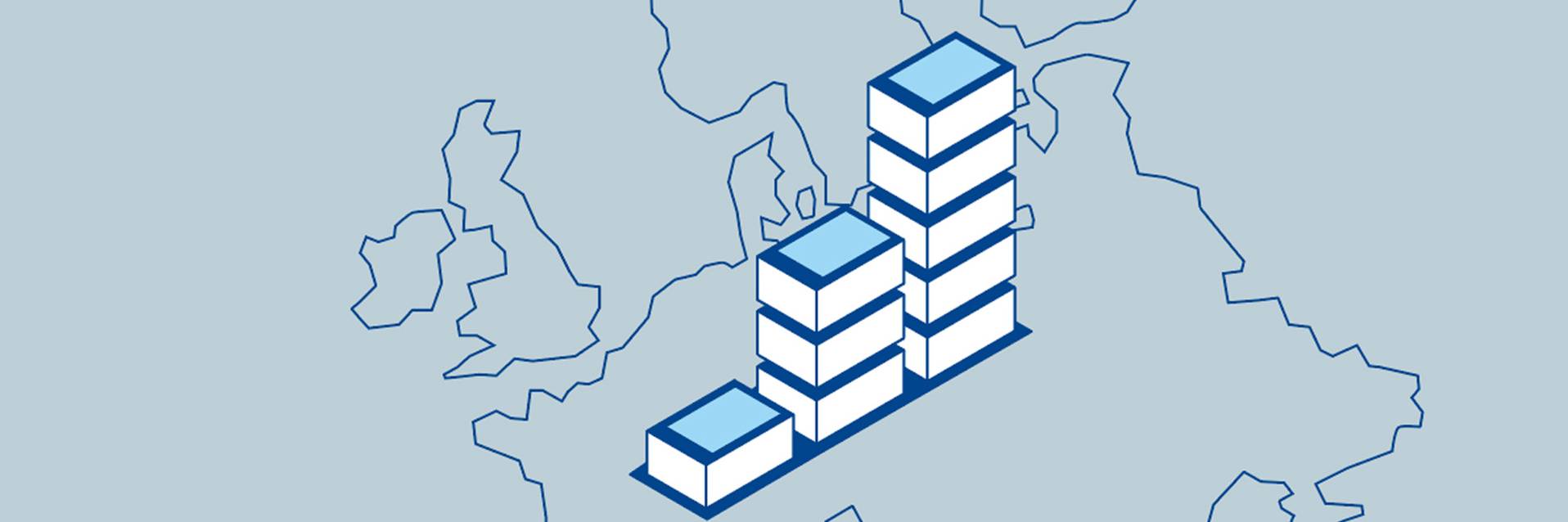 illustration battery stacks on Europe map