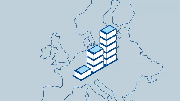 Illustration von Batteriestapeln auf Europakarte