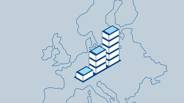 illustration battery stacks on Europe map