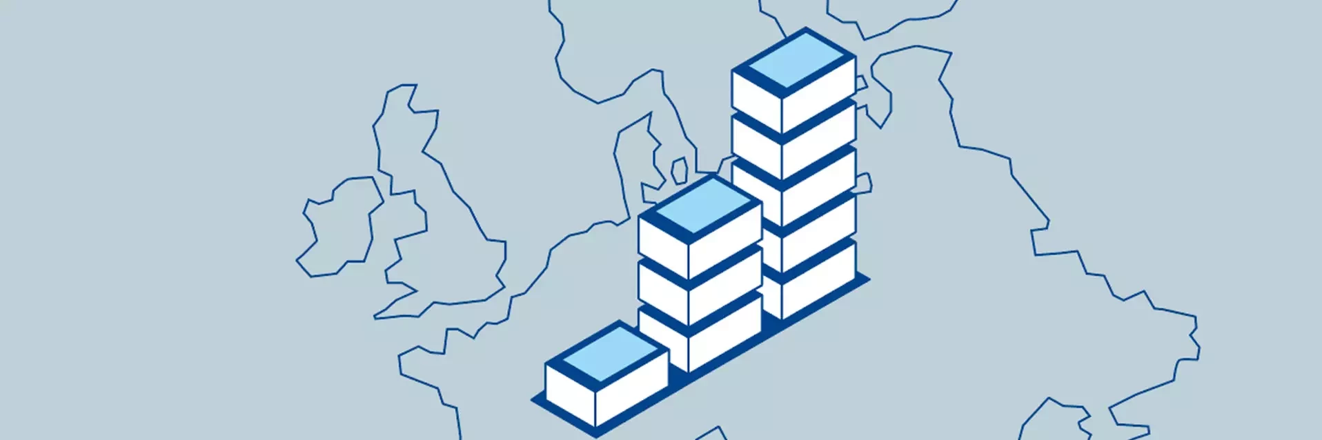 Illustration von Batteriestapeln auf Europakarte