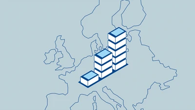 illustration battery stacks on Europe map