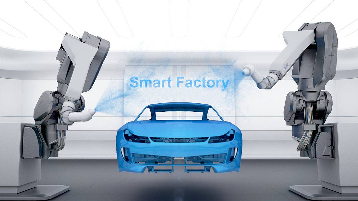 illustration of robots and car body