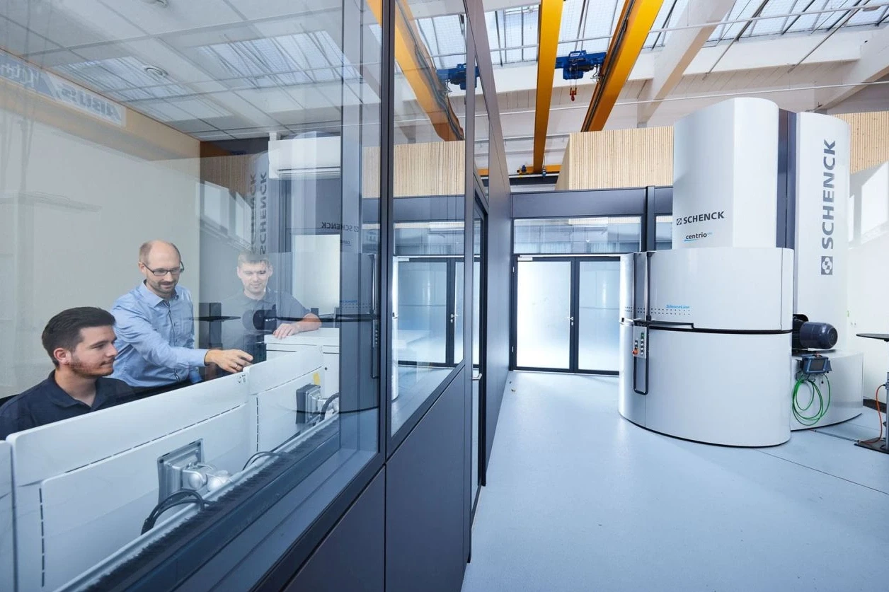 Colleagues talking in the Green Technology Center