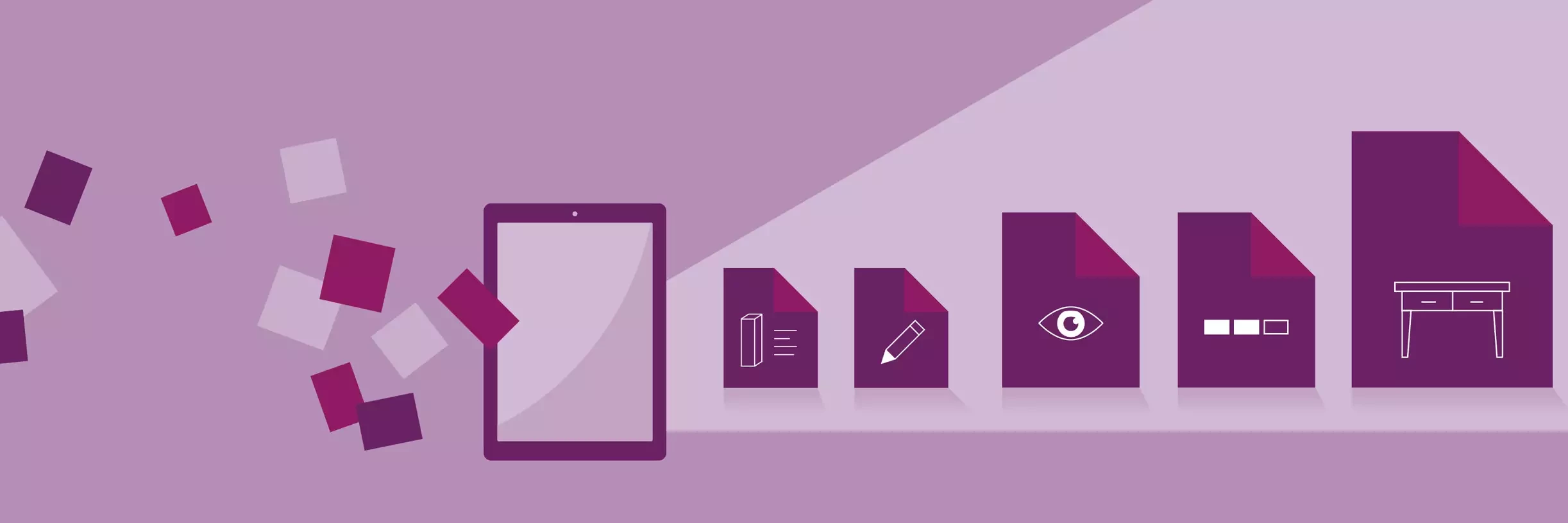 Illustration of paperwork getting digitally organized