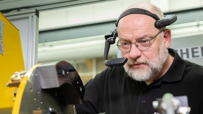 technician on-site with data glasses