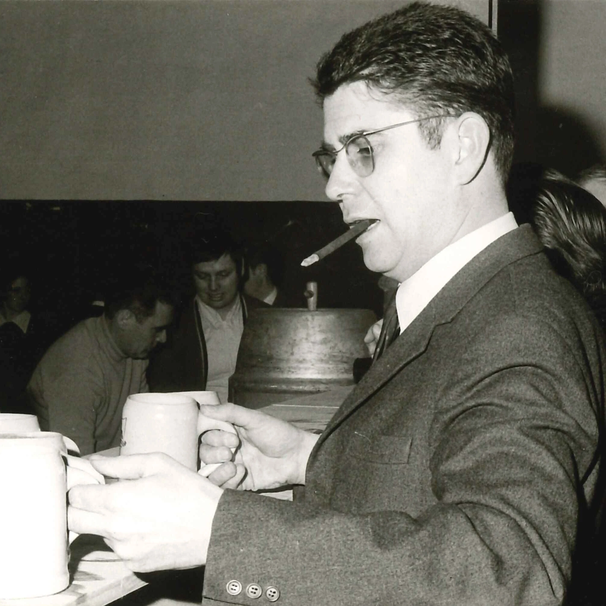 Heinz Dürr at the christmas party in 1969