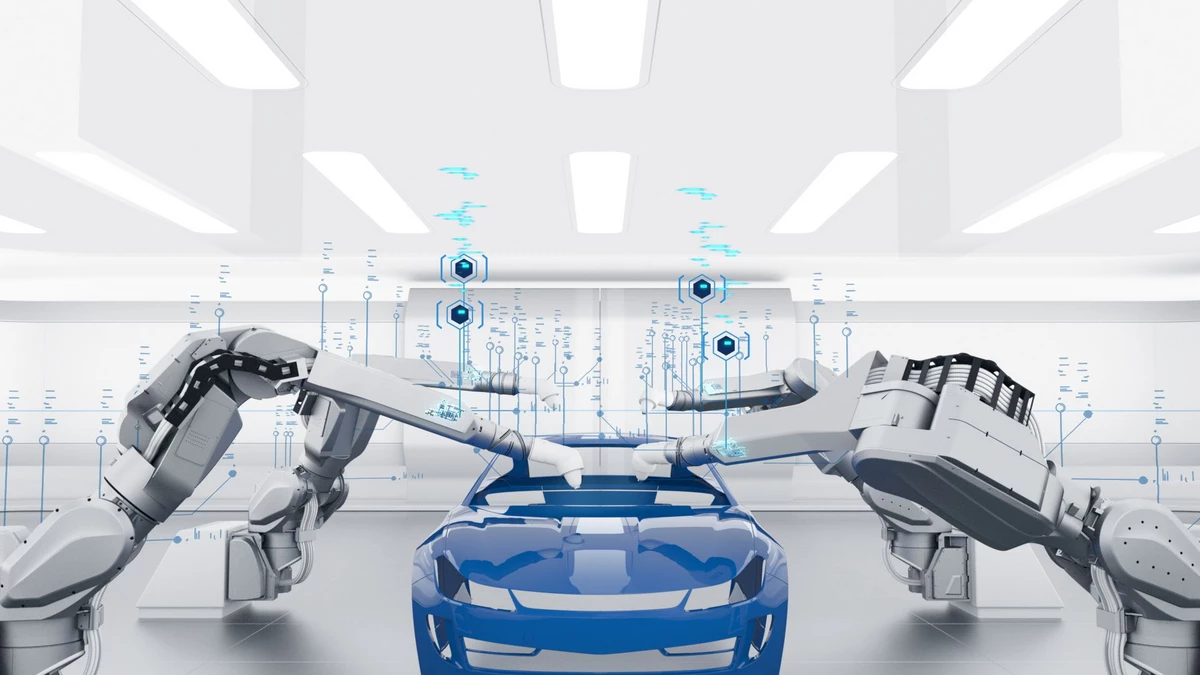 illustration robots and car body