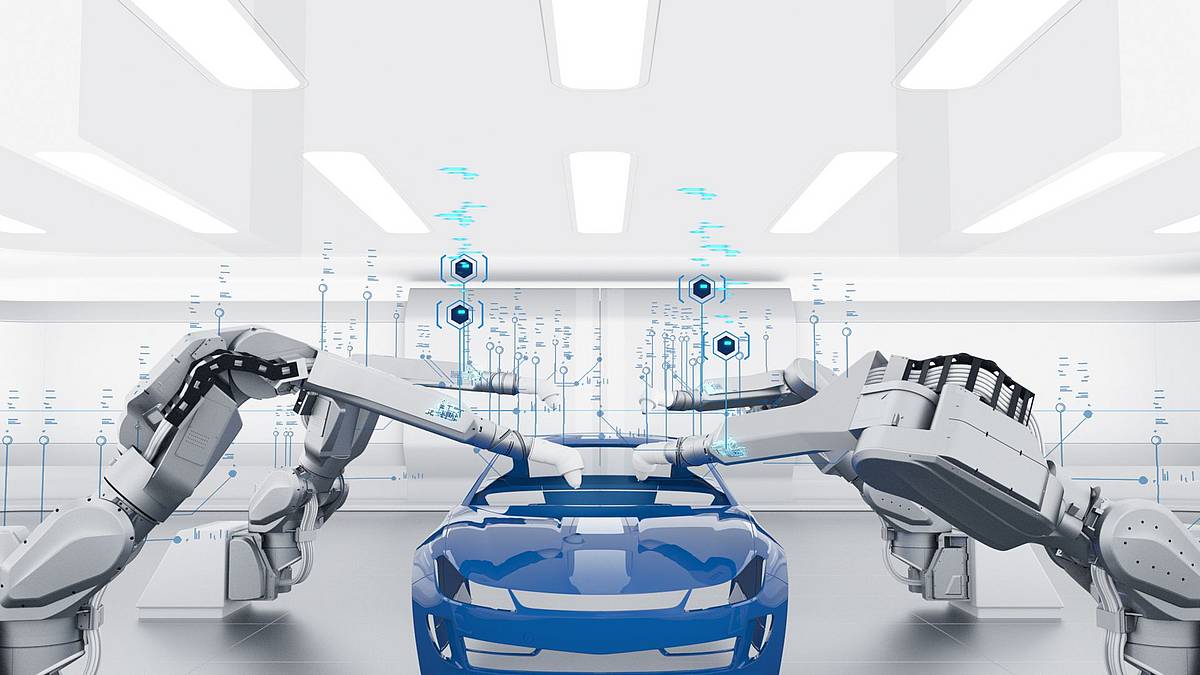 illustration robots and car body