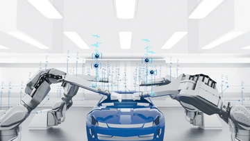 illustration robots and car body 