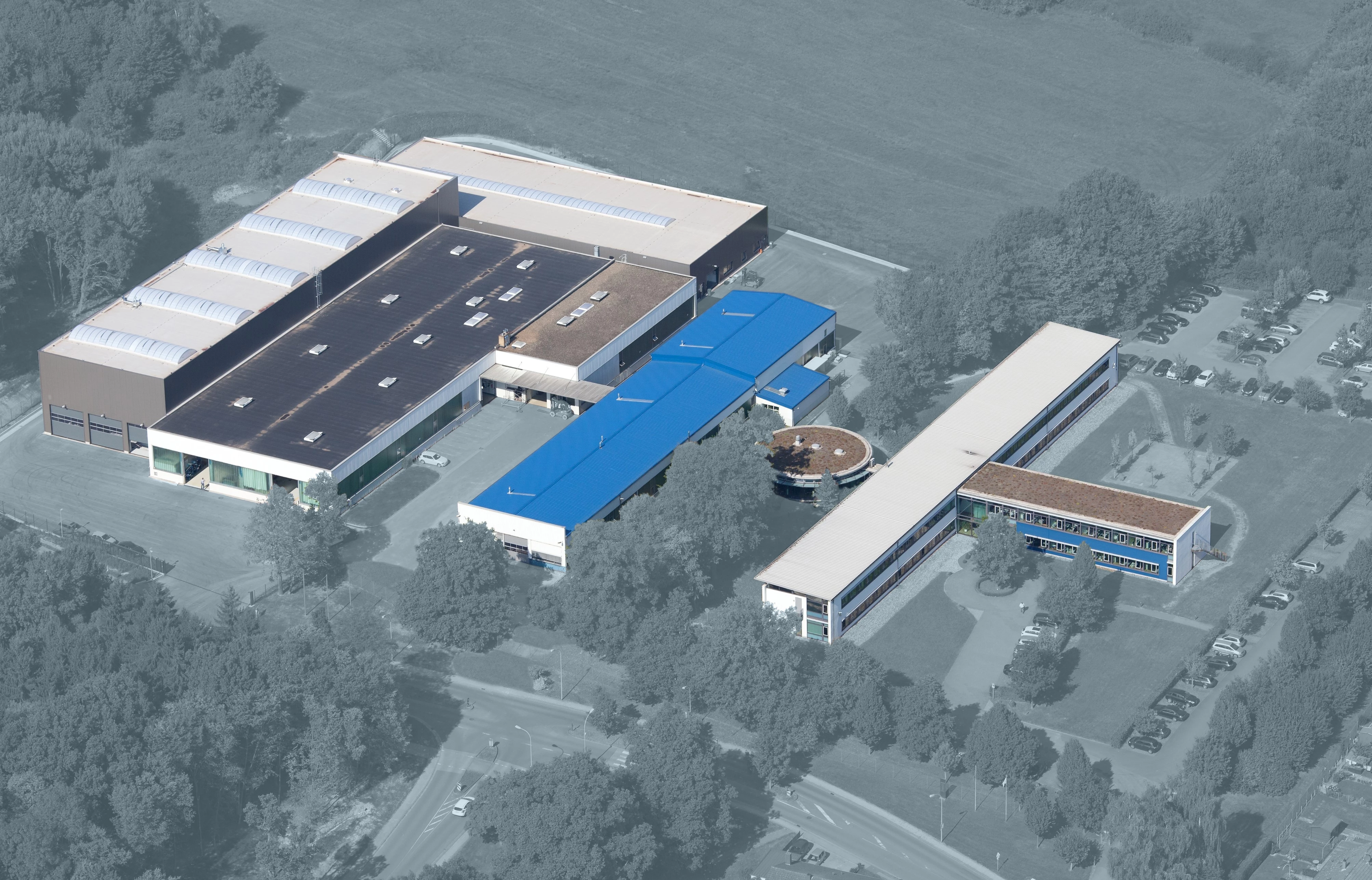 aerial view of the new halls