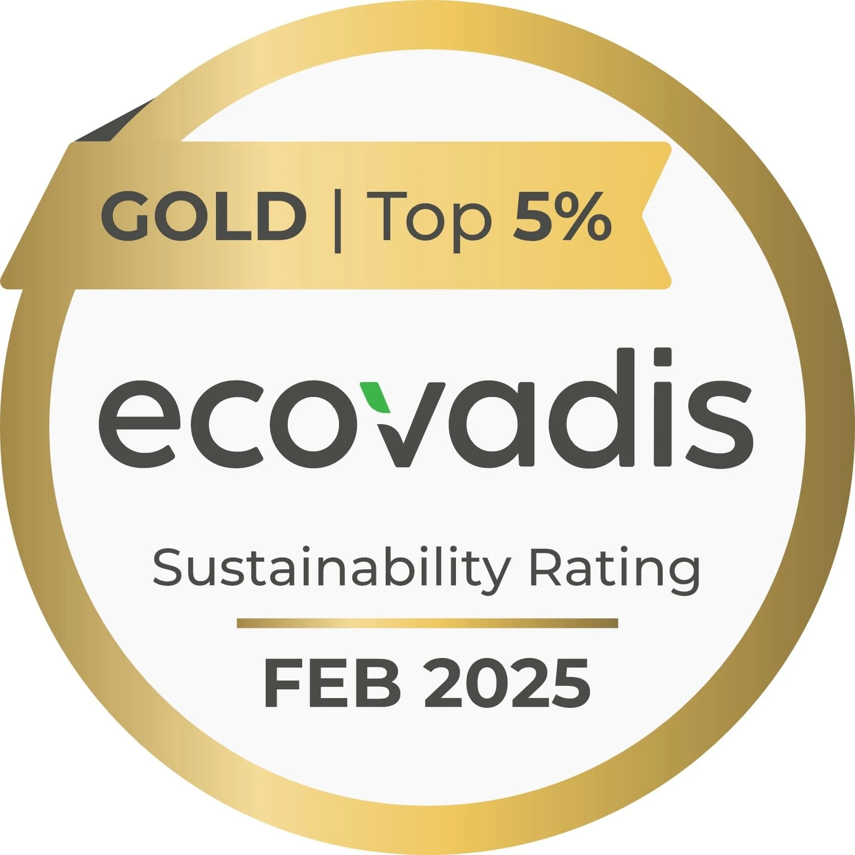 Gold medal from EcoVadis sustainability rating 2025