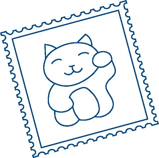 Graphic of a waving cat