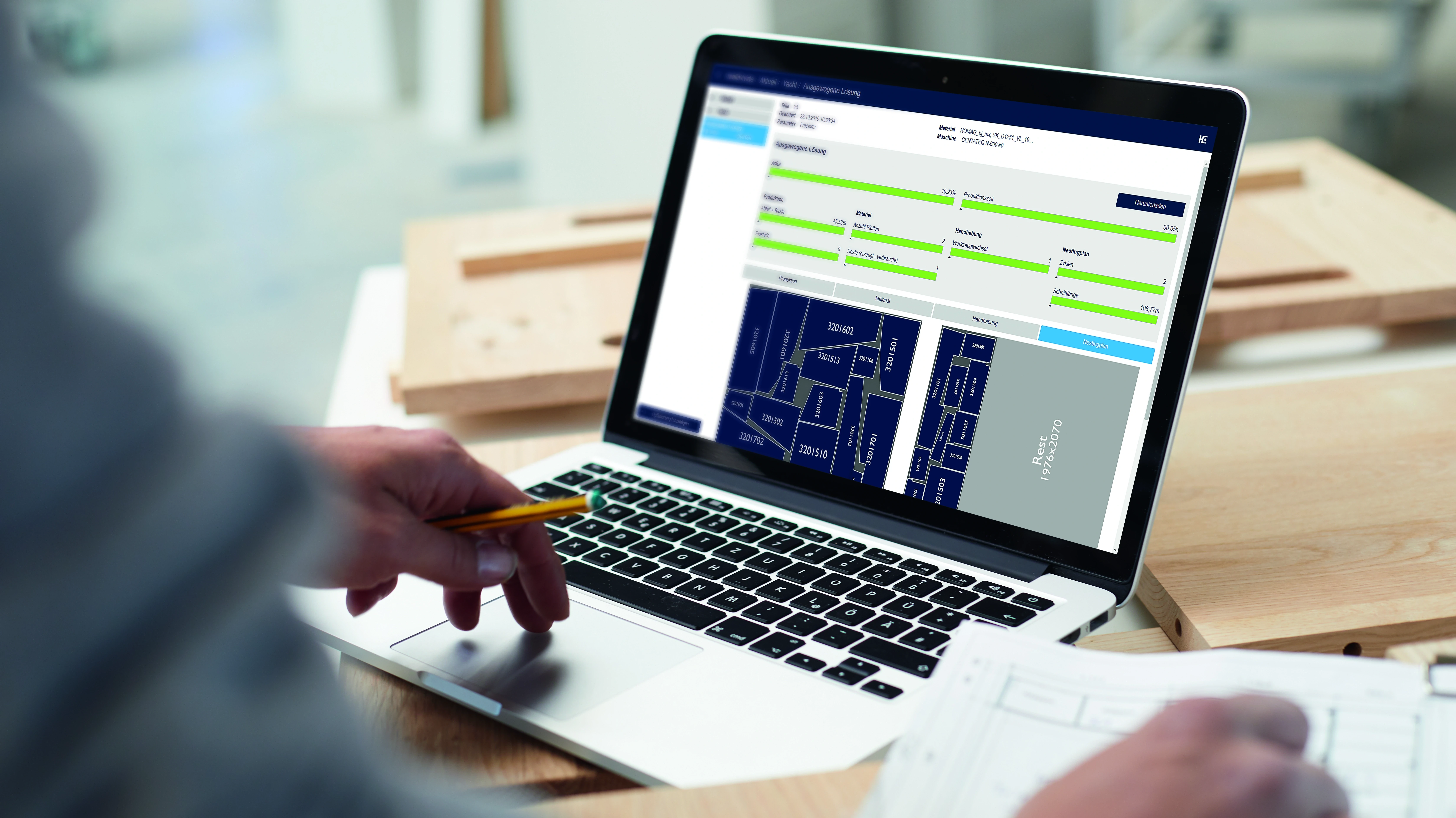 HOMAG intelliDivide Software auf einem Computer