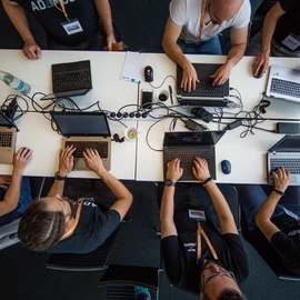 ADAMOS Hackathon participants from above