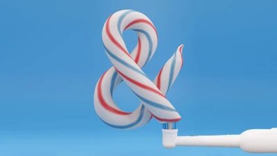 Illsutrated ampersand of toothpaste on a toothbrush