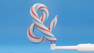 Illsutrated ampersand of toothpaste on a toothbrush