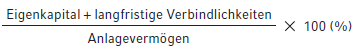 "equity + non-current liabilities / non-current assets * 100 (%)"
