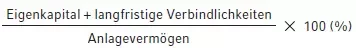 "Eigenkapital +langfristige Verbindlichkeiten / Anlagevermögen * 100 (%)"
