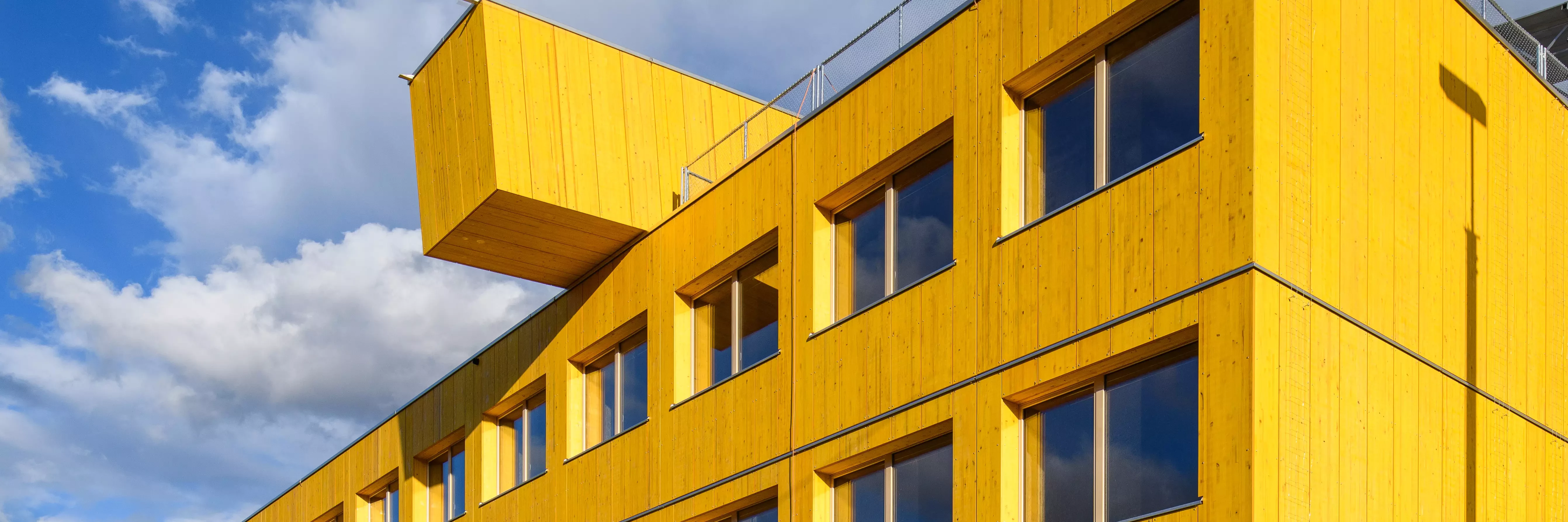 spectacular yellow modular timber house