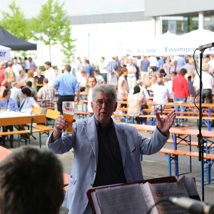 Heinz Dürr at the summer party at the main site in Bietigheim-Bissingen