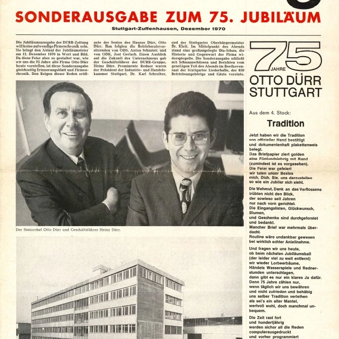 Employee newspaper for the 75th anniversary of Dürr