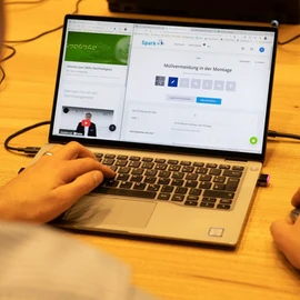 Person working at a laptop