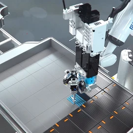 The gluing process of batteries.