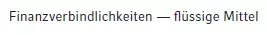 "Finanzverbindlichkeiten - flüssige Mittel"