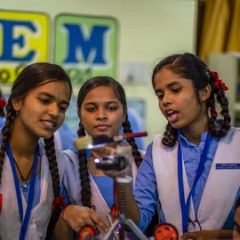 Three school girls from India