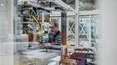 Thomas Fischer checks the plant