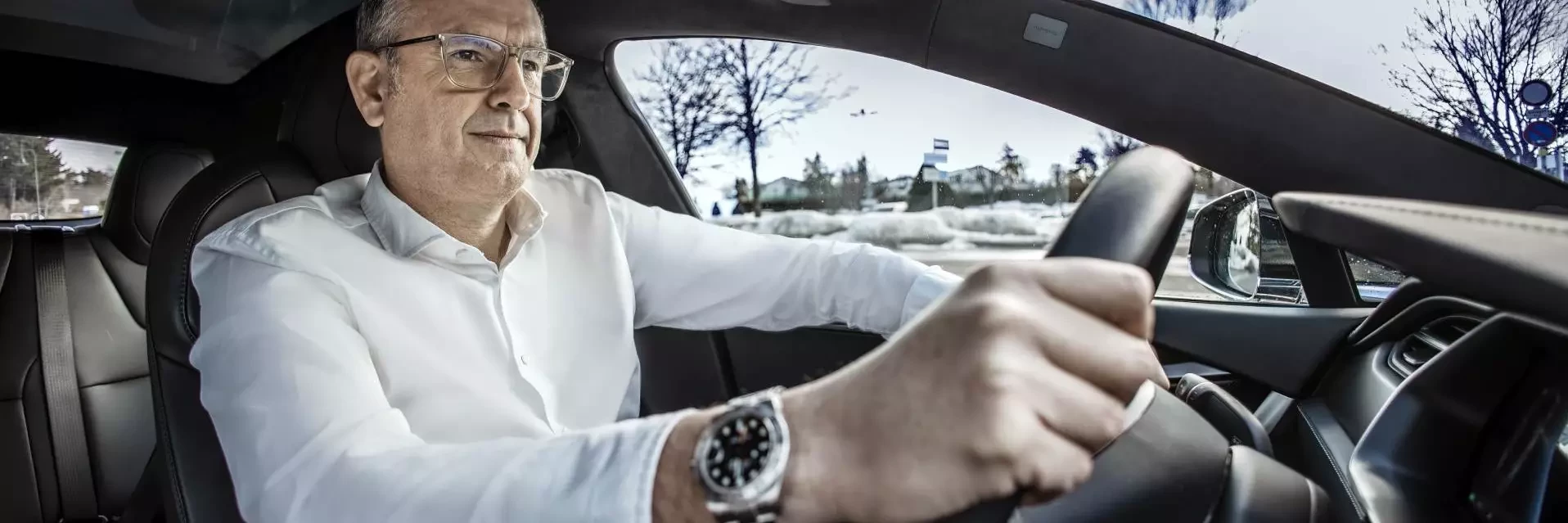 Jochen Weyrauch driving a Tesla