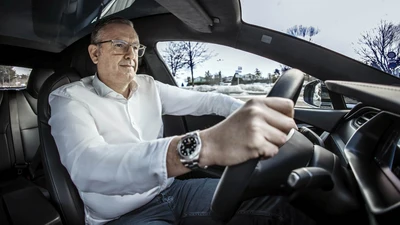 Jochen Weyrauch driving a Tesla