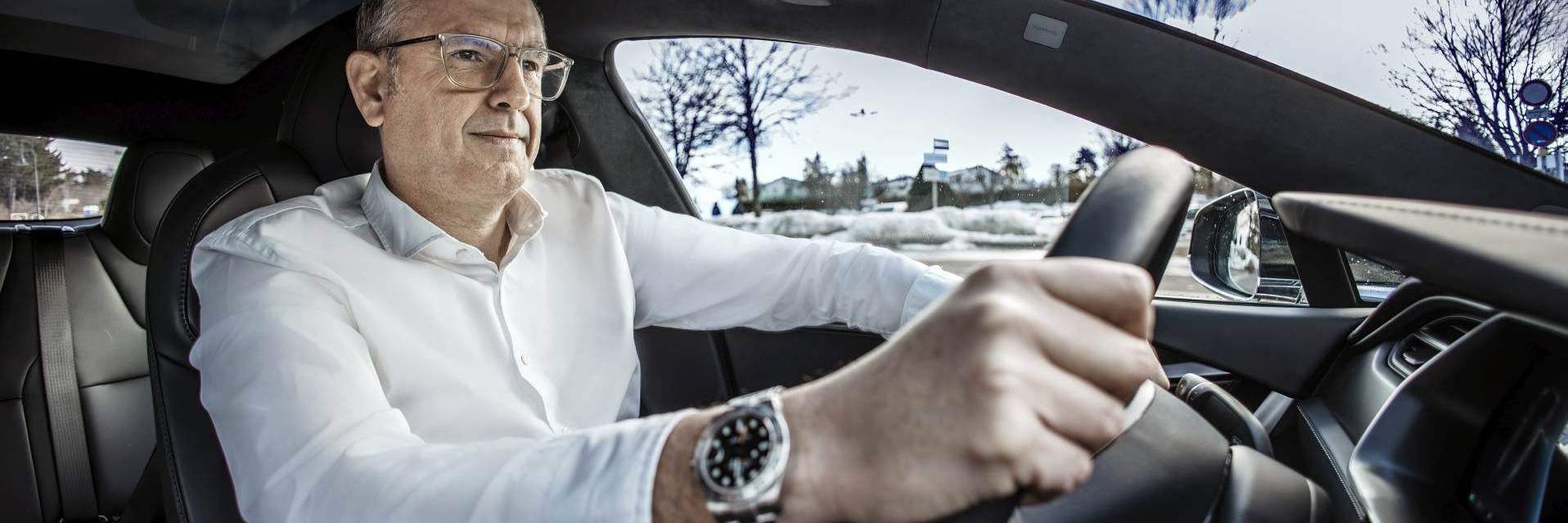 Jochen Weyrauch driving a Tesla