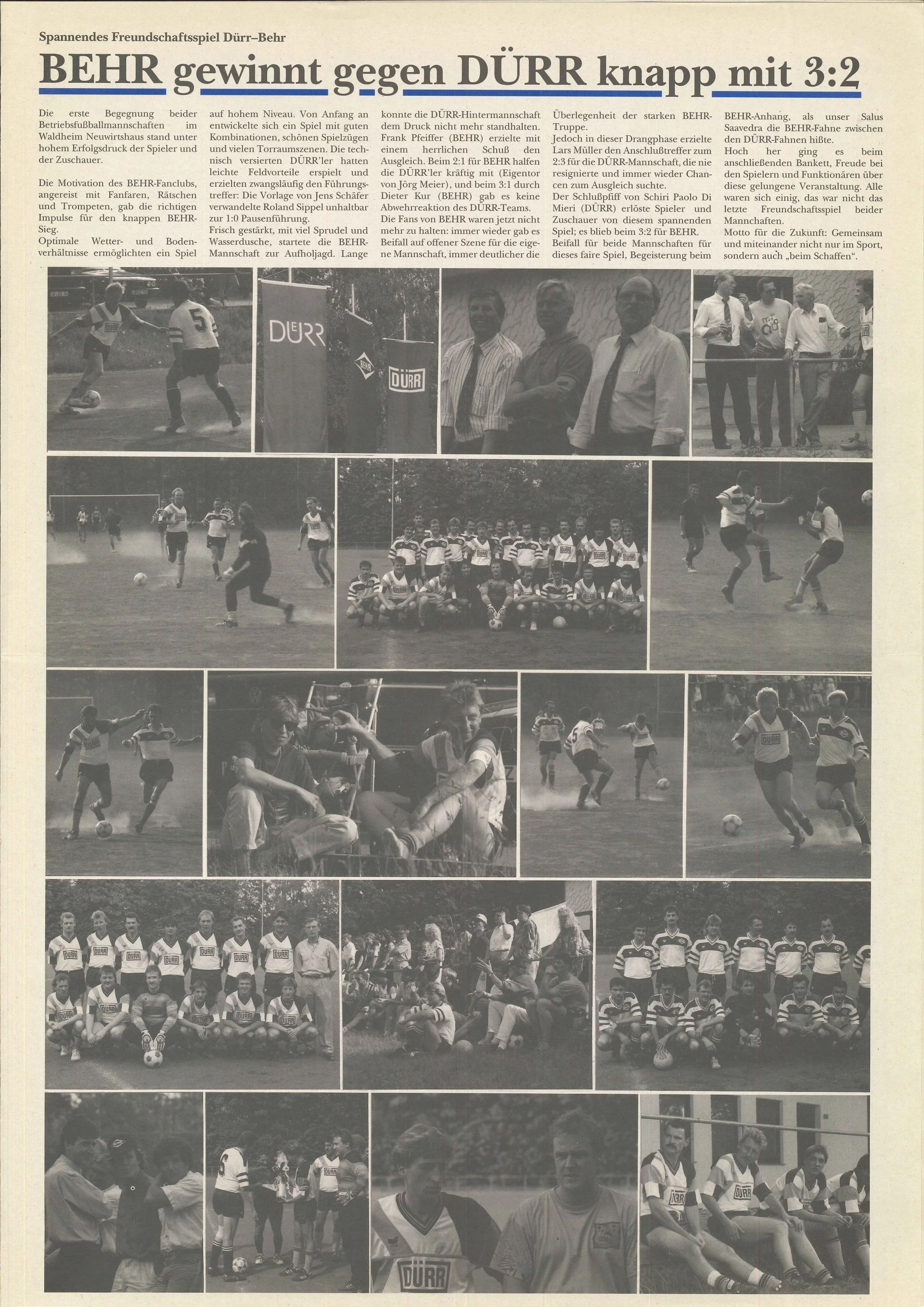 Fußball-Bericht Dürr vs. Behr 1992