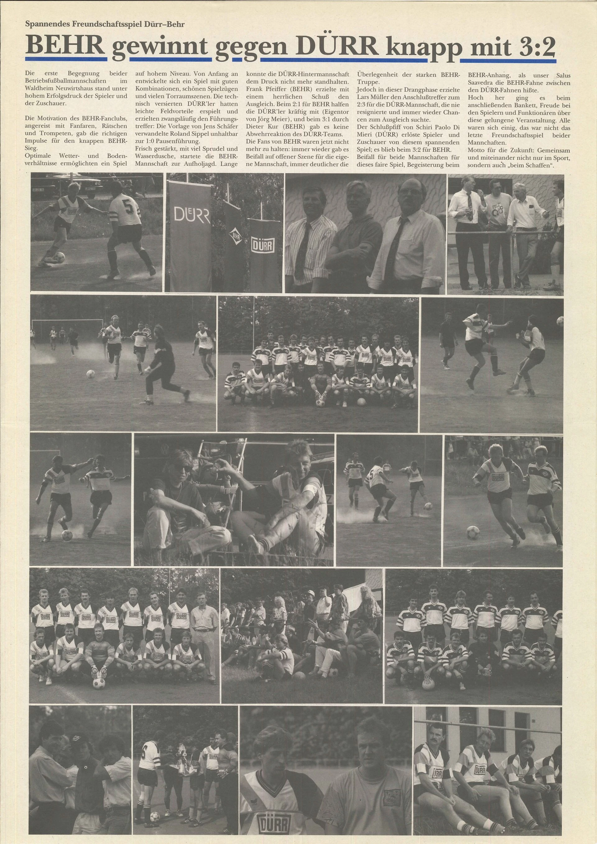 soccer report Dürr vs. Behr 1992